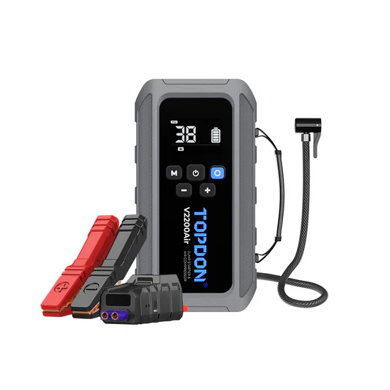 V2200AIR Gonfleur pneus, démarreur batterie, chargeur usb, lampe torche, compresseur