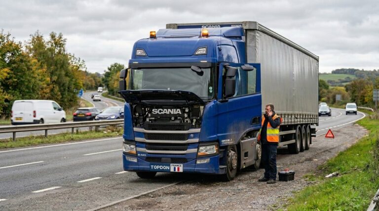 Camion SCANIA en panne sur l'autoroute - diagnostic PL