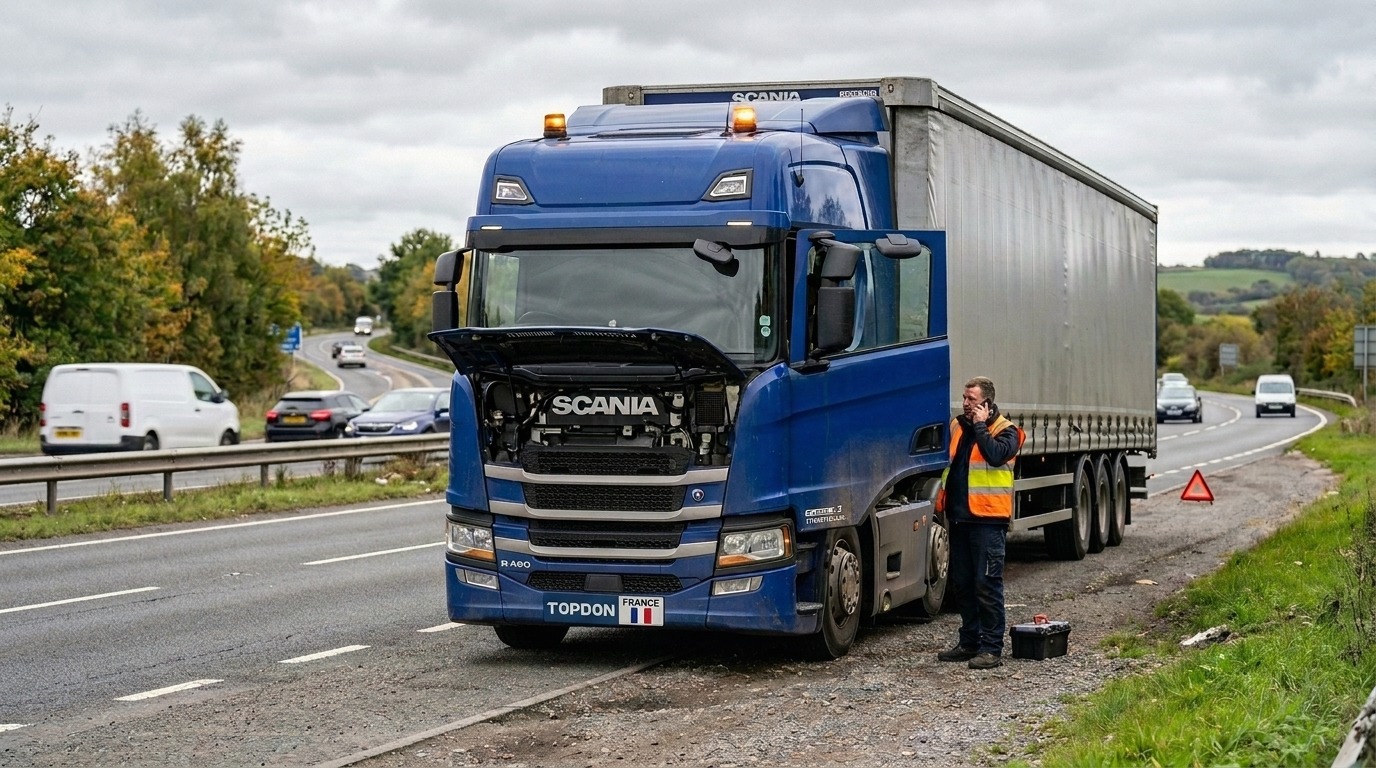 Camion SCANIA en panne sur l'autoroute - diagnostic PL