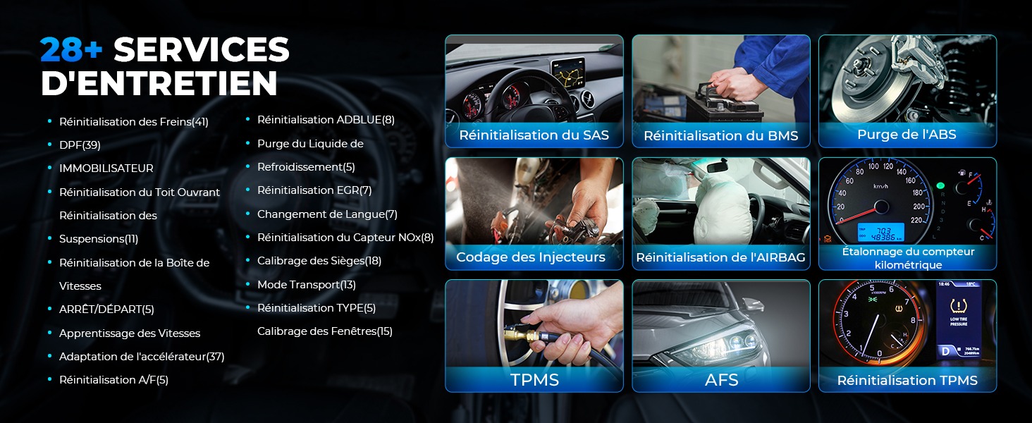 28 services d'entretien TOPDON France ARTIDIAG900 BT