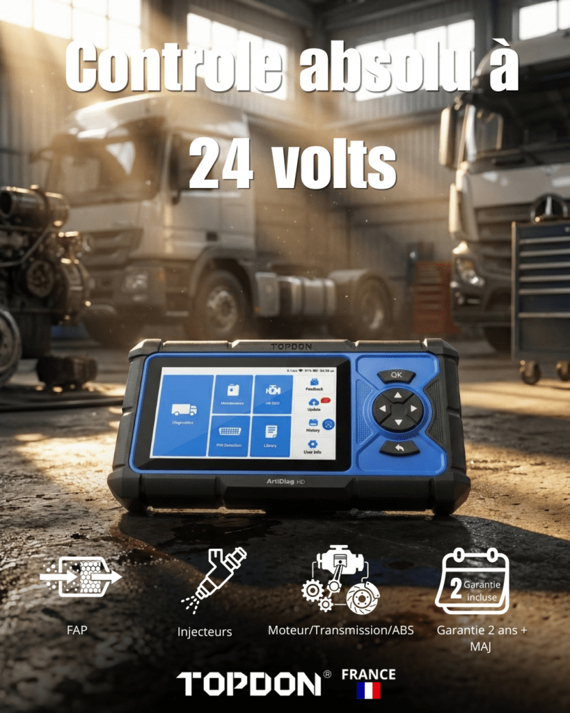 Fonction maintenance TOPDON ARTIDIAG HD diagnostic camion effacement codes défaut