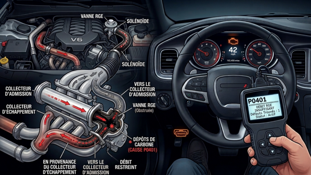 code erreur OBD2 P0401 Débit EGR Insuffisant